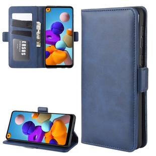 For Galaxy A21  Dual-side Magnetic Buckle Horizontal Flip Leather Case with Holder & Card Slots & Wallet(Dark Blue)