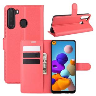 For Galaxy A21 Litchi Texture Horizontal Flip Protective Case with Holder & Card Slots & Wallet(Red)