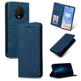 For OnePlus 7T Retro Skin Feel Business Magnetic Horizontal Flip Leather Case(Navy Blue)
