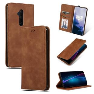 For OnePlus 7T Pro Retro Skin Feel Business Magnetic Horizontal Flip Leather Case(Brown)