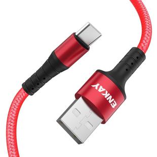 ENKAY ENK-CB102 Nylon Weaving USB to Type-C Data Transfer Charging Cable(Red)