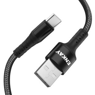 ENKAY ENK-CB102 Nylon Weaving USB to Type-C Data Transfer Charging Cable(Black)