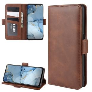 For Oppo Reno3 5G Dual-side Magnetic Buckle Horizontal Flip Leather Case with Holder & Card Slots & Wallet(Brown)