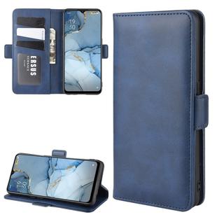 For Oppo Reno3 5G Dual-side Magnetic Buckle Horizontal Flip Leather Case with Holder & Card Slots & Wallet(Dark Blue)