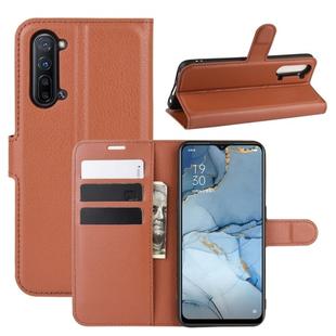 For Oppo Reno3 5G Litchi Texture Horizontal Flip Protective Case with Holder & Card Slots & Wallet(Brown)