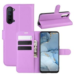 For Oppo Reno3 5G Litchi Texture Horizontal Flip Protective Case with Holder & Card Slots & Wallet(Purple)