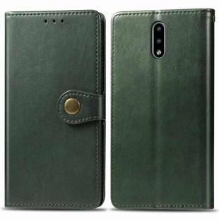 For Nokia 2.3 Retro Solid Color Leather Buckle Mobile Phone Protection Leather Case with Photo Frame & Card Slot & Wallet & Bracket Function(Green)