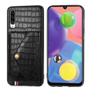For Galaxy A70 / A70s Crocodile Pattern PU+TPU+PVC Shatter-resistant Mobile Phone Case with Magnetic Invisible Holder & Holder & Card Slots(Black)