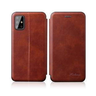 For Samsung Galaxy S20 Integrated Electricity Pressing Retro Texture Magnetic TPU+PU Leather Case with Card Slot & Holder(Brown)