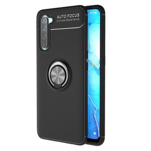 For OPPO Reno3 Metal Ring Holder 360 Degree Rotating TPU Case(Black+Black)