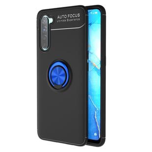 For OPPO Reno3 Metal Ring Holder 360 Degree Rotating TPU Case(Black+Blue)