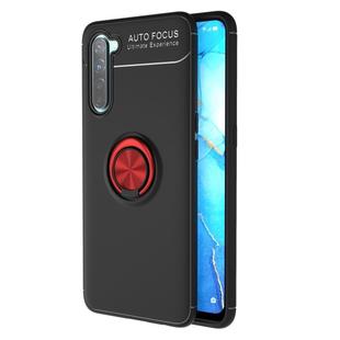 For OPPO Reno3 Metal Ring Holder 360 Degree Rotating TPU Case(Black+Red)