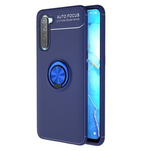 For OPPO Reno3 Metal Ring Holder 360 Degree Rotating TPU Case(Blue+Blue)