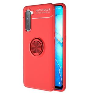 For OPPO Reno3 Metal Ring Holder 360 Degree Rotating TPU Case(Red+Red)