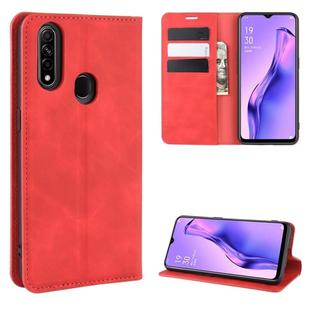 For Oppo A8 Retro-skin Business Magnetic Suction Leather Case with Holder & Card Slots & Wallet(Red)