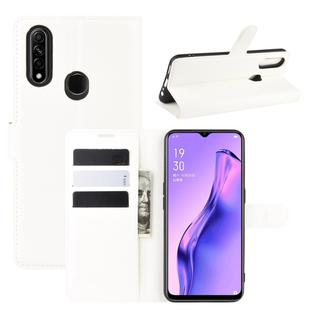 For Oppo A8 Litchi Texture Horizontal Flip Protective Case with Holder & Card Slots & Wallet(White)