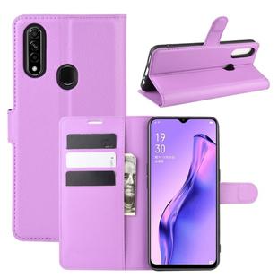 For Oppo A8 Litchi Texture Horizontal Flip Protective Case with Holder & Card Slots & Wallet(Purple)