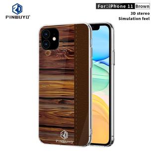 For iPhone 11 PINWUYO Pindun Series Slim 3D Call Flashing PC All-inclusive Waterproof Shockproof Protection Case(Brown)