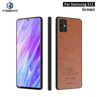 For Galaxy S20 Plus PINWUYO Pin Rui Series Classical Leather, PC + TPU + PU Leather Waterproof And Anti-fall All-inclusive Protective Shell(Brown)