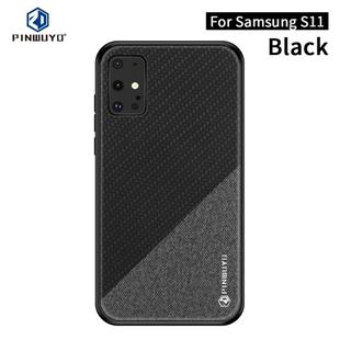 For Galaxy S20+ PINWUYO Rong Series  Shockproof PC + TPU+ Chemical Fiber Cloth Protective Cover(Black)