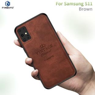 For Galaxy S20+ PINWUYO Zun Series PC + TPU + Skin Waterproof Anti-fall All-inclusive Protective Case(Brown)