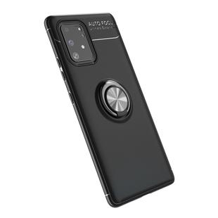 For Galaxy A91 Metal Ring Holder 360 Degree Rotating TPU Case(Black+Black)