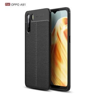 For OPPO A91 Litchi Texture TPU Shockproof Case(Black)