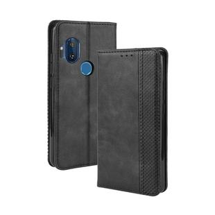 For Motorola One Hyper Magnetic Buckle Retro Crazy Horse Texture Horizontal Flip Leather Case with Holder & Card Slots & Photo Frame(Black)