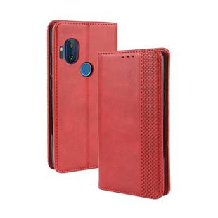 For Motorola One Hyper Magnetic Buckle Retro Crazy Horse Texture Horizontal Flip Leather Case with Holder & Card Slots & Photo Frame(Red)