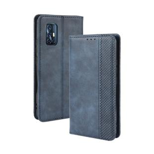 For vivo V17 (India) Magnetic Buckle Retro Crazy Horse Texture Horizontal Flip Leather Case with Holder & Card Slots & Photo Frame(Blue)