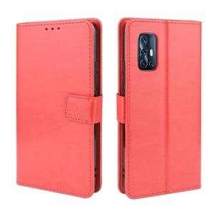 For vivo V17 (India) Retro Crazy Horse Texture Horizontal Flip Leather Case with Holder & Card Slots & Photo Frame(Red)