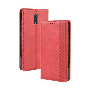 For Nokia 2.3 Magnetic Buckle Retro Crazy Horse Texture Horizontal Flip Leather Case with Holder & Card Slots & Photo Frame(Red)