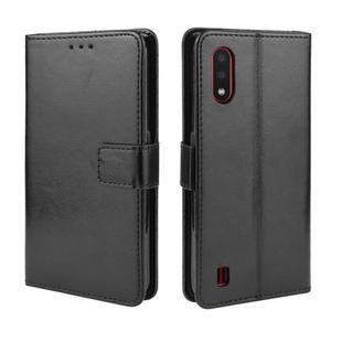 For Galaxy A01 Retro Crazy Horse Texture Horizontal Flip Leather Case with Holder & Card Slots & Photo Frame(Black)
