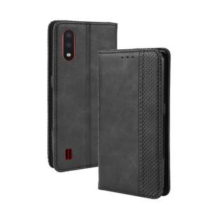 For Galaxy A01 Magnetic Buckle Retro Crazy Horse Texture Horizontal Flip Leather Case with Holder & Card Slots & Photo Frame(Black)