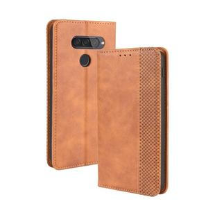 For LG Q70 Magnetic Buckle Retro Crazy Horse Texture Horizontal Flip Leather Case with Holder & Card Slots & Photo Frame(Brown)