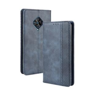 For vivo V17 / Y9s / S1 Pro Magnetic Buckle Retro Crazy Horse Texture Horizontal Flip Leather Case with Holder & Card Slots & Photo Frame(Blue)