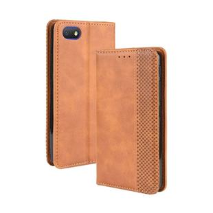 For Alcatel 1V (2019) without Fingerprint Hole Magnetic Buckle Retro Crazy Horse Texture Horizontal Flip Leather Case with Holder & Card Slots & Photo Frame(Brown)