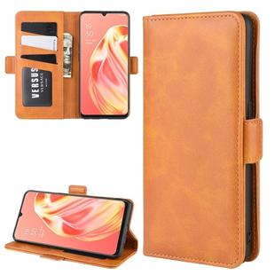 For OPPO A91 Dual-side Magnetic Buckle Horizontal Flip PU Leather Case with Holder & Card Slots & Wallet(Yellow)