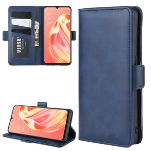 For OPPO A91 Dual-side Magnetic Buckle Horizontal Flip PU Leather Case with Holder & Card Slots & Wallet(Dark Blue)