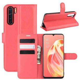For OPPO A91 Litchi Texture Horizontal Flip PU Leather Case with Holder & Card Slots & Wallet(Red)