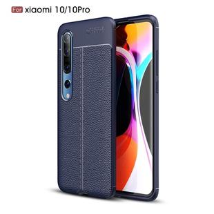 For Xiaomi Mi 10 / 10 Pro Litchi Texture TPU Shockproof Case(Navy Blue)