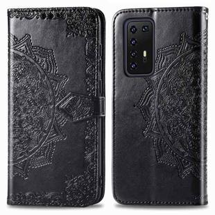 For Huawei P40 Pro Halfway Mandala Embossing Pattern Horizontal Flip PU Leather Case with Holder & Card Slots & Wallet & Photo Frame & Lanyard(Black)