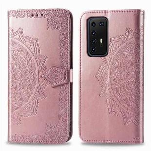 For Huawei P40 Pro Halfway Mandala Embossing Pattern Horizontal Flip PU Leather Case with Holder & Card Slots & Wallet & Photo Frame & Lanyard(Rose Gold)
