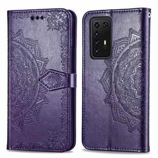 For Huawei P40 Pro Halfway Mandala Embossing Pattern Horizontal Flip PU Leather Case with Holder & Card Slots & Wallet & Photo Frame & Lanyard(Purple)