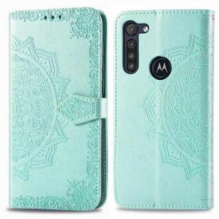 For Moto G8 Power Halfway Mandala Embossing Pattern Horizontal Flip PU Leather Case with Holder & Card Slots & Wallet & Photo Frame & Lanyard(Green)