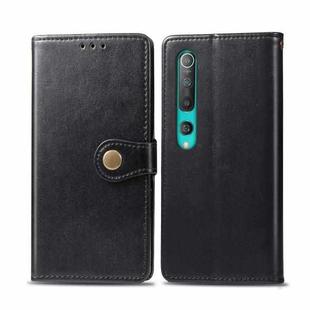 For Xiaomi Mi 10 Pro Retro Solid Color Leather Buckle Phone Case with Photo Frame & Card Slot & Wallet & Bracket Function(Black)