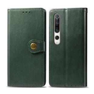 For Xiaomi Mi 10 Retro Solid Color Leather Buckle Phone Case with Photo Frame & Card Slot & Wallet & Bracket Function(Green)