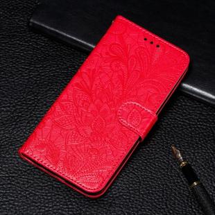 For Huawei P40Lite&Nova 6SE&Nova 7i Lace Flower Embossing Pattern Horizontal Flip Leather Case with Holder & Card Slots & Wallet & Photo Frame & Lanyard(Red)