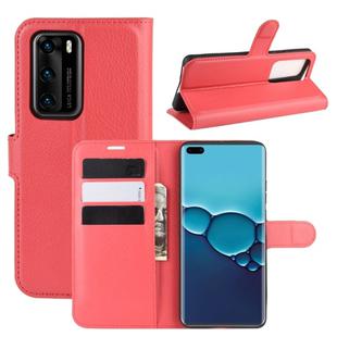 For Huawei P40 Litchi Texture Horizontal Flip Protective Case with Holder & Card Slots & Wallet(Red)