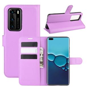 For Huawei P40 Litchi Texture Horizontal Flip Protective Case with Holder & Card Slots & Wallet(Purple)
